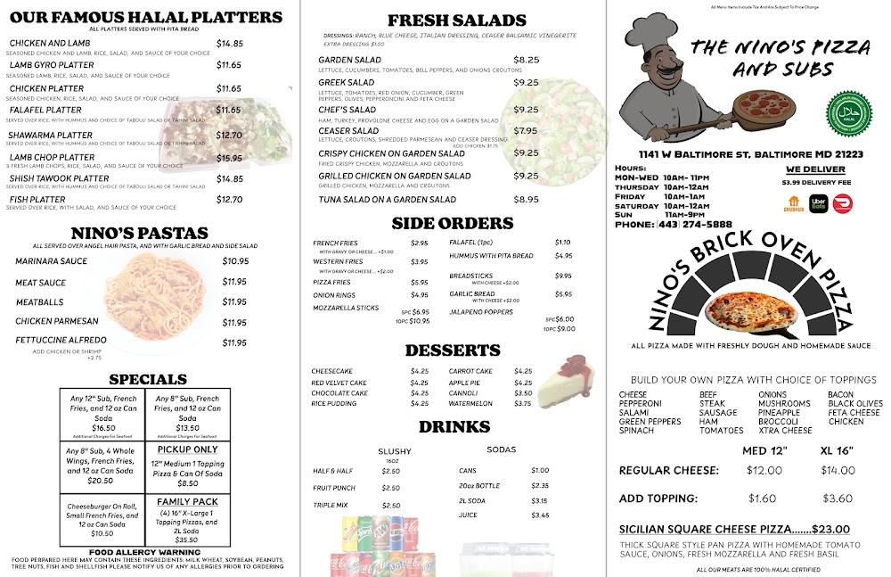 The Nino's Pizza and Subs Menu image 1